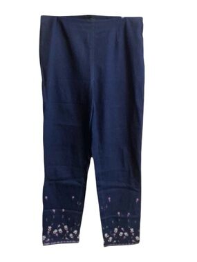 JON by TERI JON Embroidered Dark Blue Wash Jean Size‎ 8 Ankle Pant Stretch-RARE